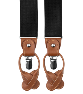 Black suspenders with brown loops