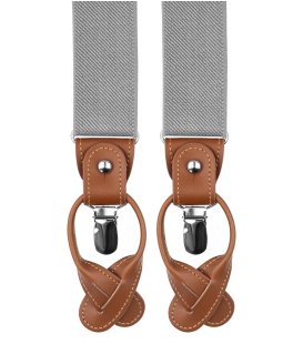 Light grey suspenders with brown loops