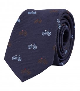 Tmavomodrá kravata s bicyklami