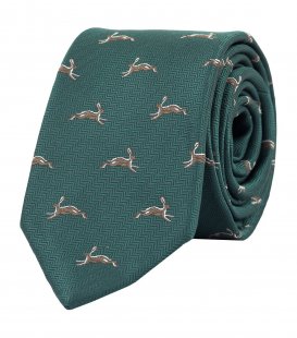 Zelená kravata so zajacmi
