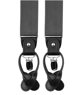 Grey suspenders with black loops