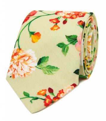 Zelená kravata s kvetmi