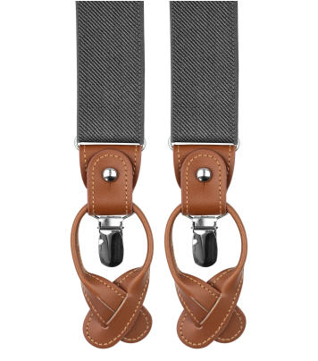 Grey suspenders with brown loops