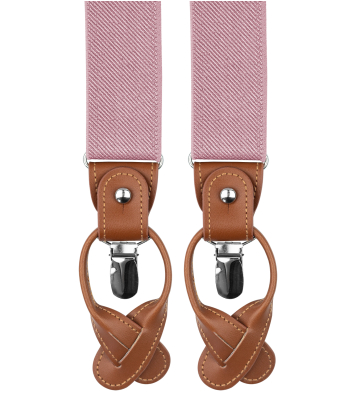 Pink suspenders with brown loops