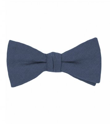 Solid Navy blue self-tie bow tie