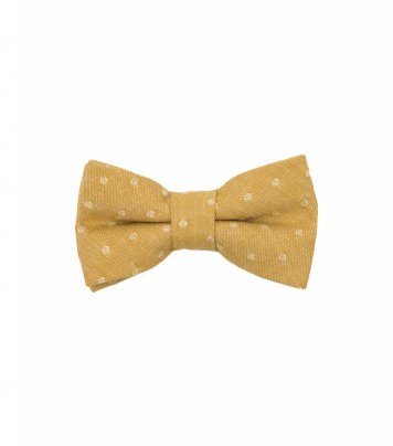 Mustard dots kids bow tie