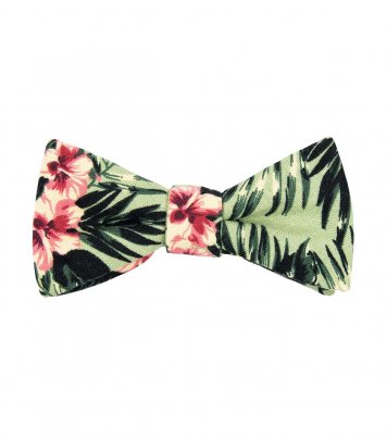 Green Aloha self-tie bow tie