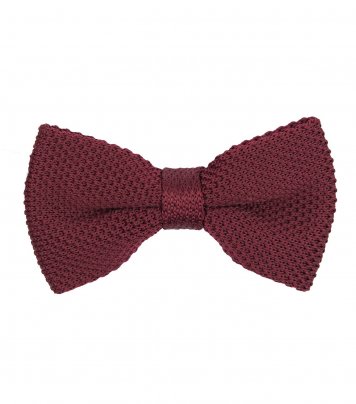 Burgundy red knitted bow tie