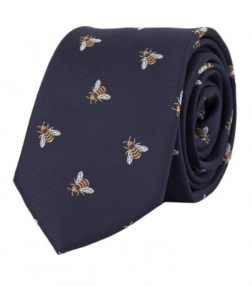 Navy blue bee necktie
