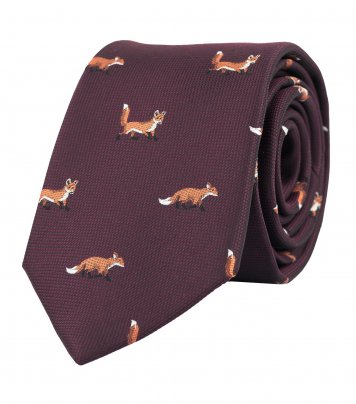 Vínová kravata s líškami