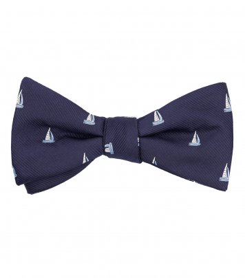 Navy blue yacht self-tie bow tie