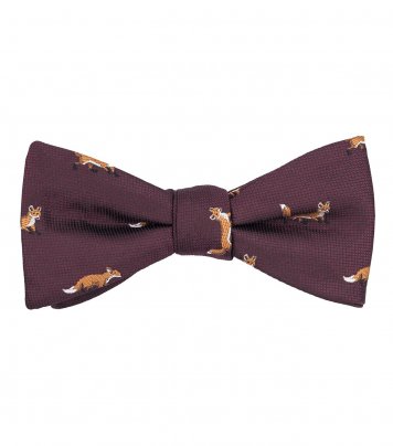 Burgundy red fox bow tie