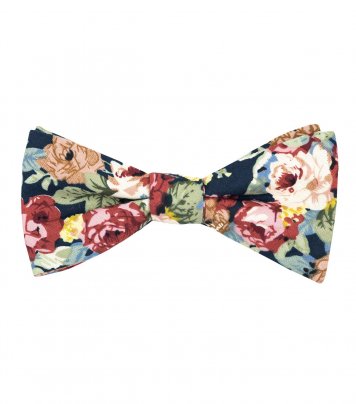 Navy Vivid Rose bow tie