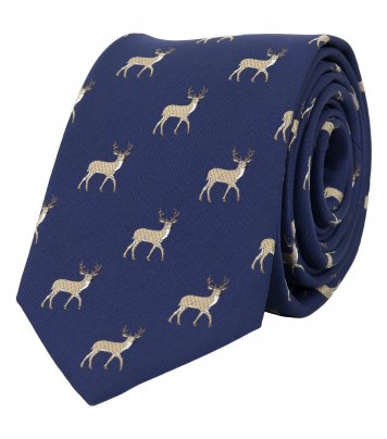 Tmavomodrá kravata s jeleňmi