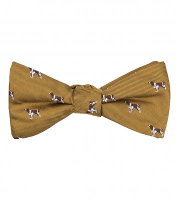 Yellow dog self-tie bow tie