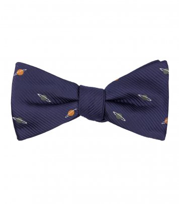 Navy blue planets self-tie bow tie