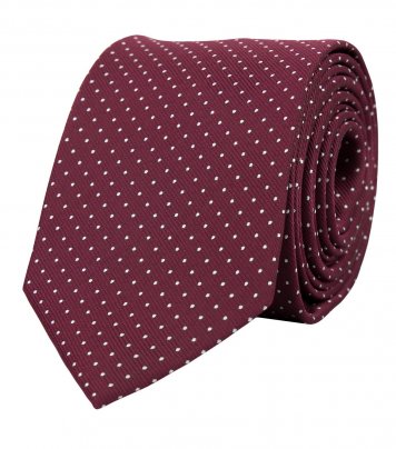 Burgundy necktie with polka dots