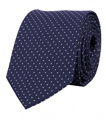 Navy blue necktie with polka dots