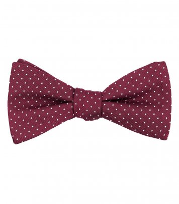 Burgundy red self-tie polka dot bow tie