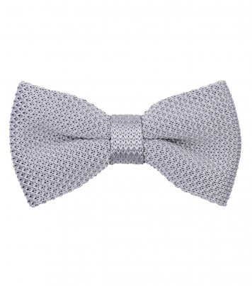 Silver grey knitted bow tie