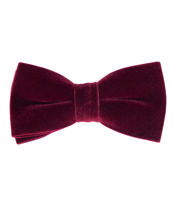 Burgundy red velvet bow tie
