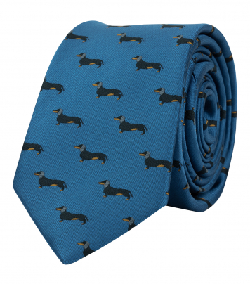 Modrá kravata s jazvečíkmi
