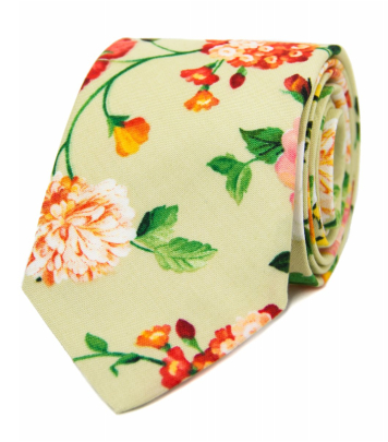 Zelená kravata s květy