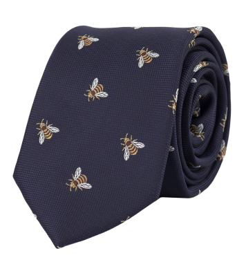 Tmavomodrá kravata s včelami