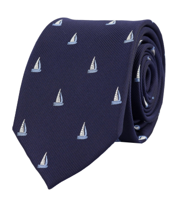 Tmavomodrá kravata s plachetnicemi