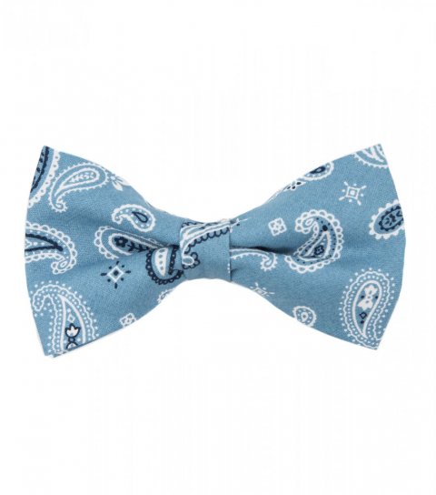 Blue paisley pre-tied bow tie 
