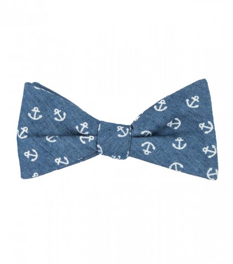 Blue anchors bow tie 