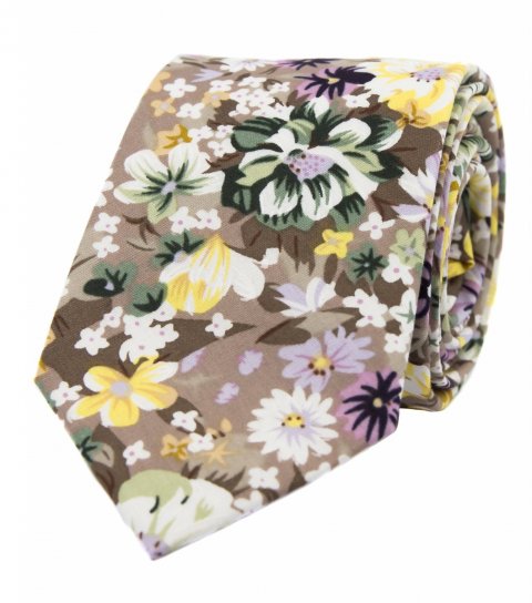 Beige Nougat Bloom necktie 