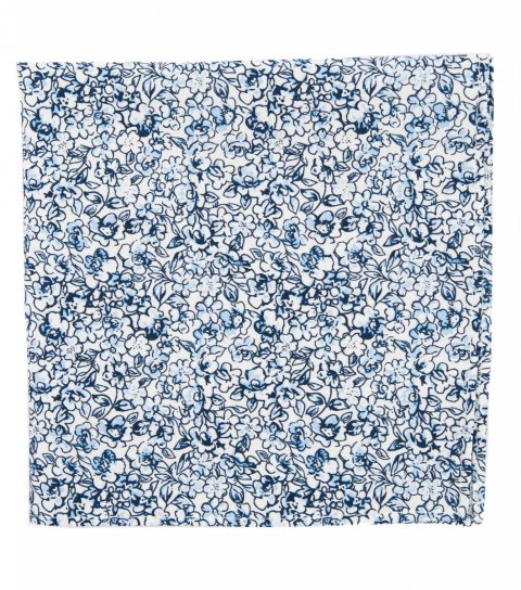 White blue floral pocket square