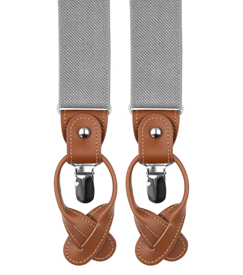 Light grey suspenders with brown loops 