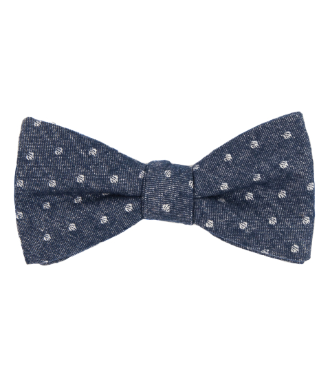 Blue white dots self-tie bow tie 