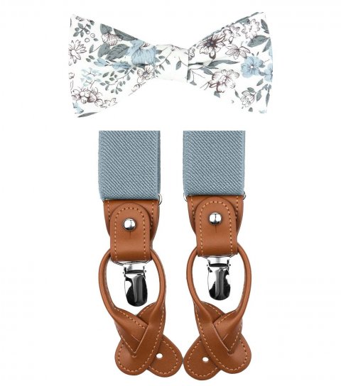 Pastel Blue bow tie suspenders set 