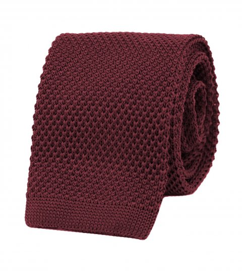 Burgundy red knitted tie 