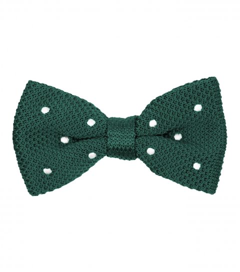 Green polka dot knitted bow tie 
