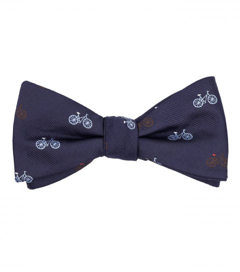 Navy blue bikes self-tie bow tie 
