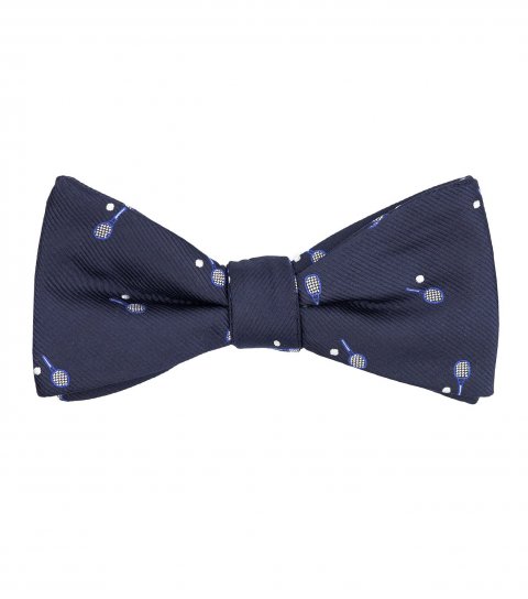 Navy blue tennis self-tie bow tie 