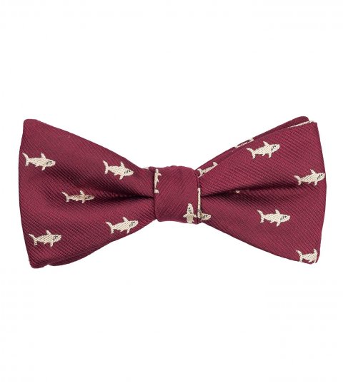Red shark self-tie bow tie 