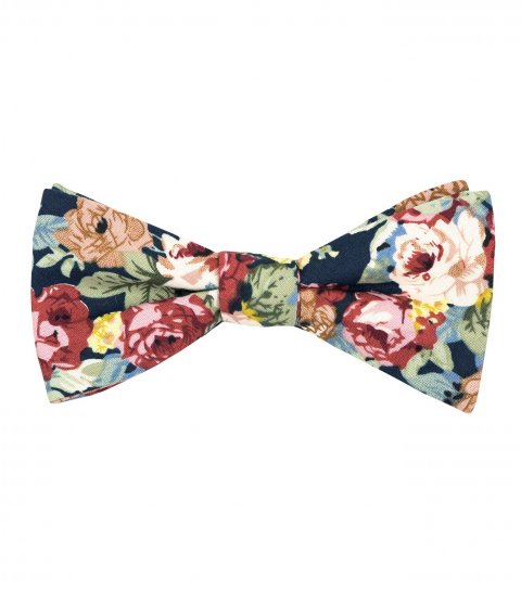 Navy Vivid Rose self-tie bow tie 