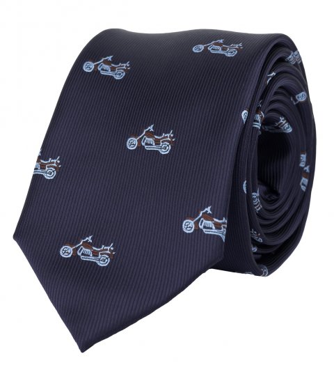 Navy blue motorcycle necktie 