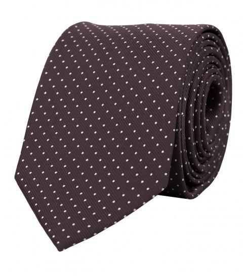 Brown necktie with polka dots 