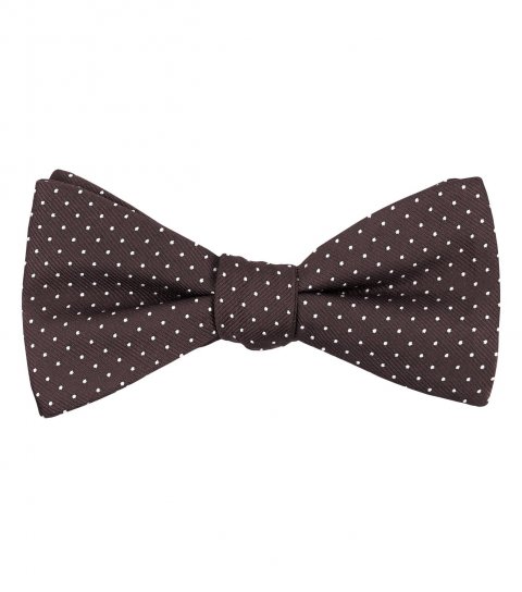 Brown self-tie polka dot bow tie 