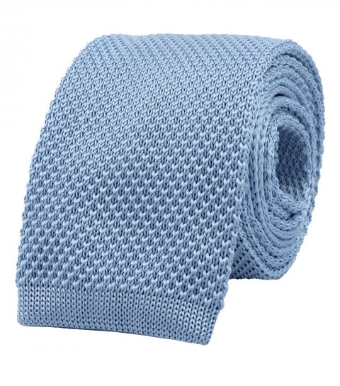 Modrá pletená kravata Dusty blue 