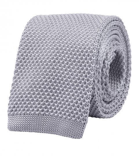 Silver grey knitted tie 