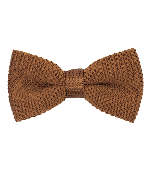 Caramel brown knitted bow tie 