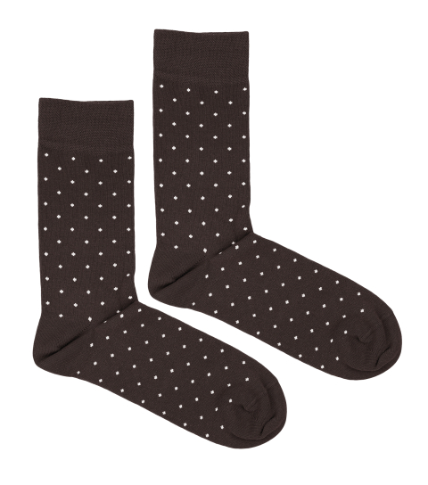 Tmavohnedé ponožky s bodkami 