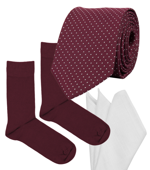Burgundy polka dot necktie set 